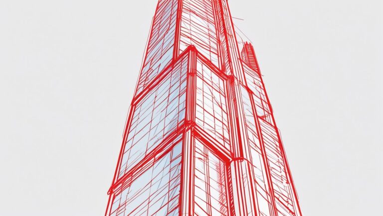 a red line sketch of a new skyscraper